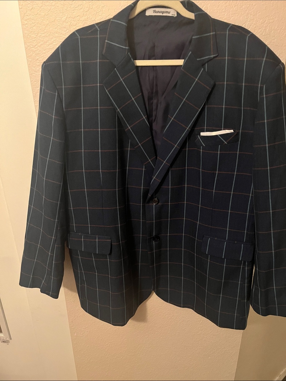 Men's Navy Windowpane Sport Coat